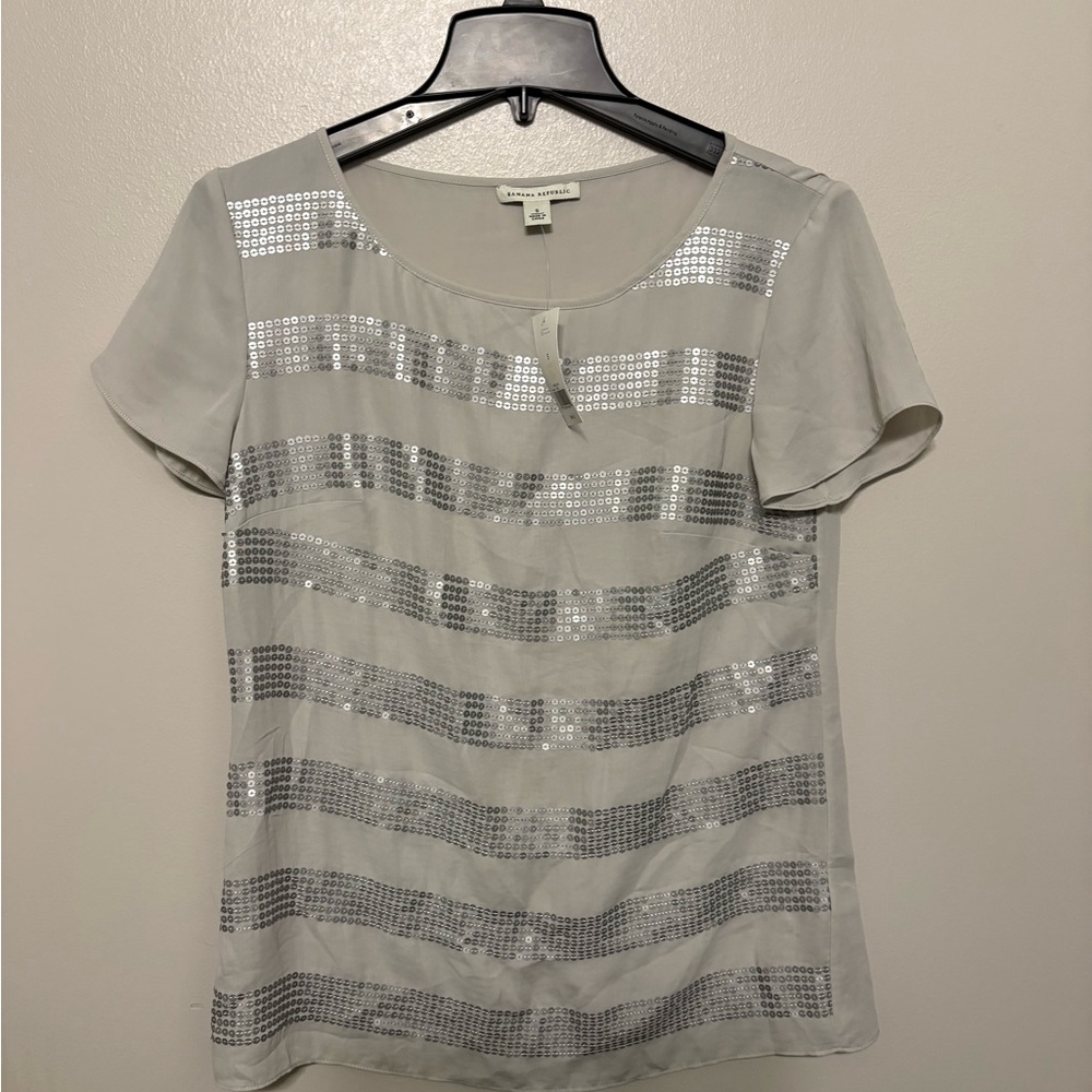 NWT Banana Republic Silver Sequin Blouse